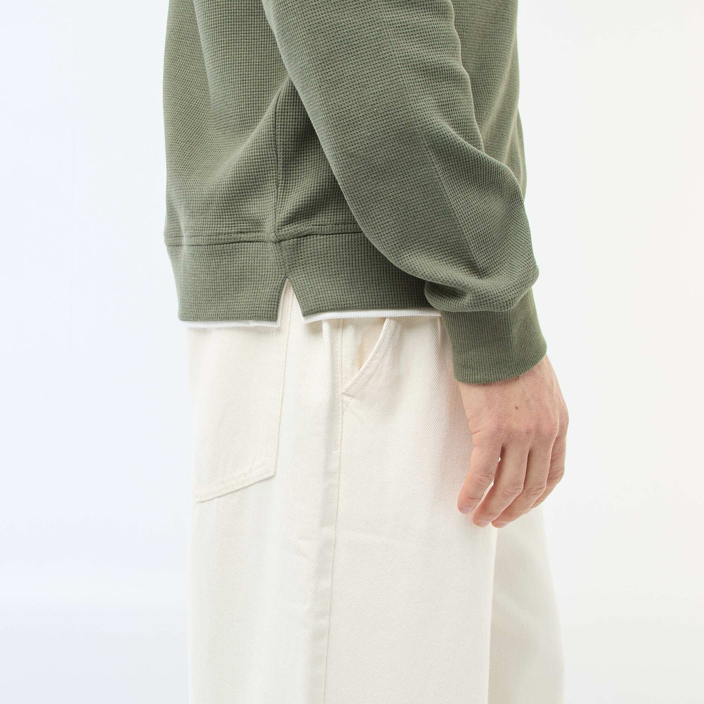 Sweater cuello redondo nido de abeja VERDE