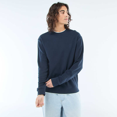 Sweater cuello redondo nido de abeja AZUL