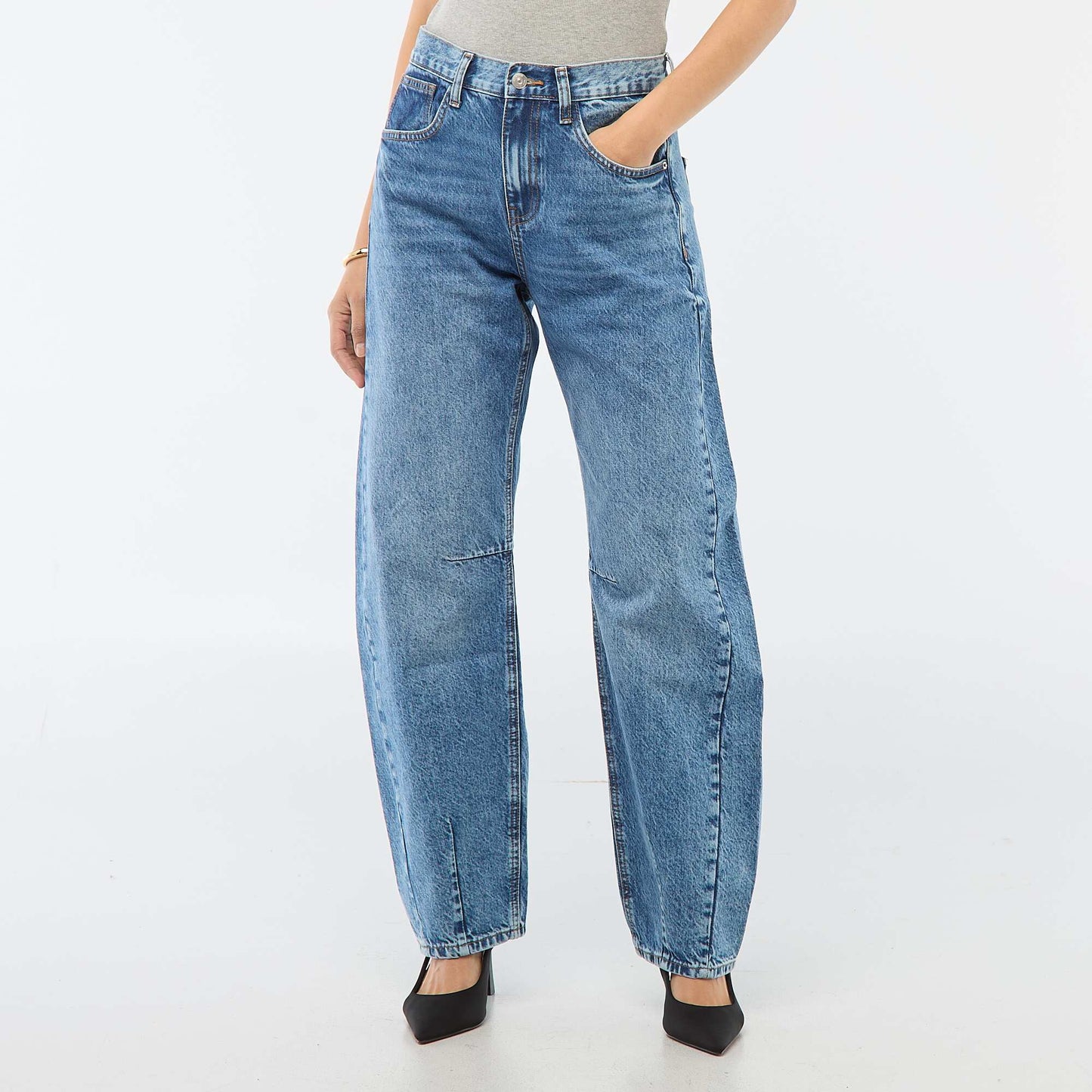 Pantalón jean globo de algodón AZUL