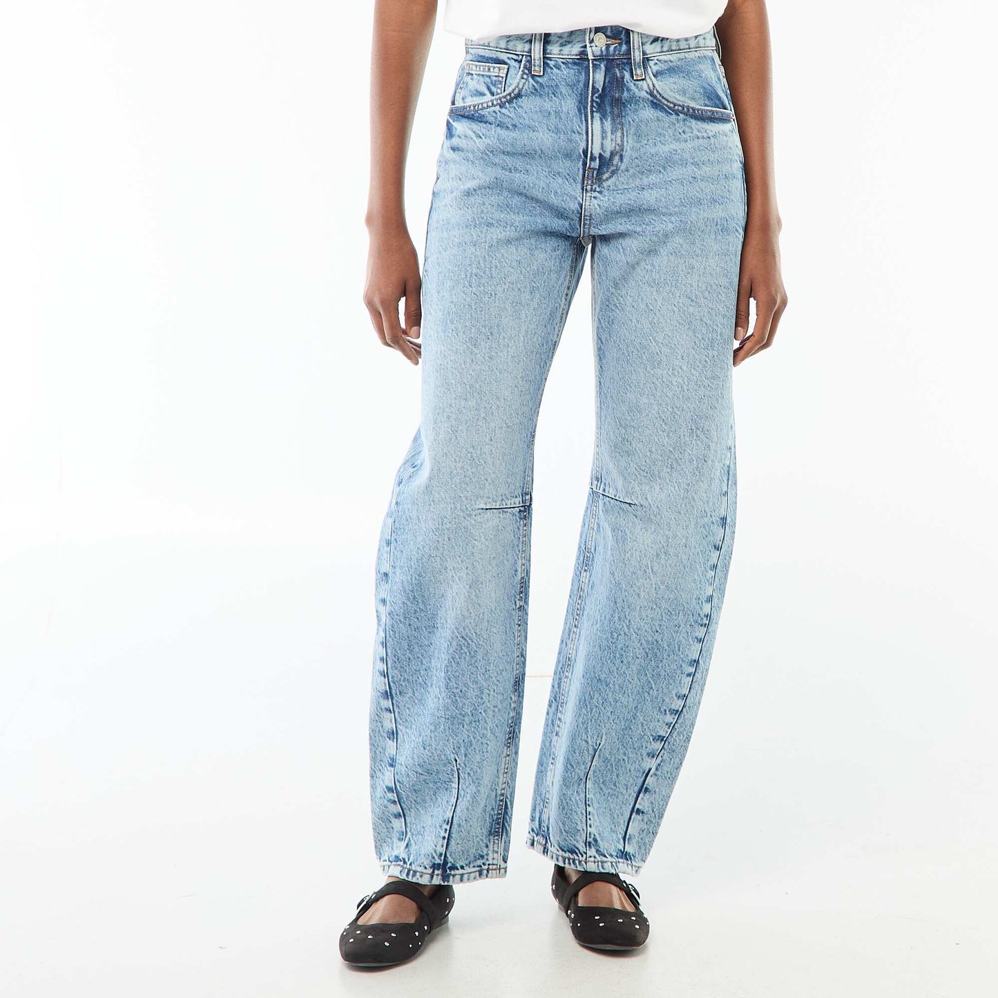 Pantalón jean globo de algodón AZUL