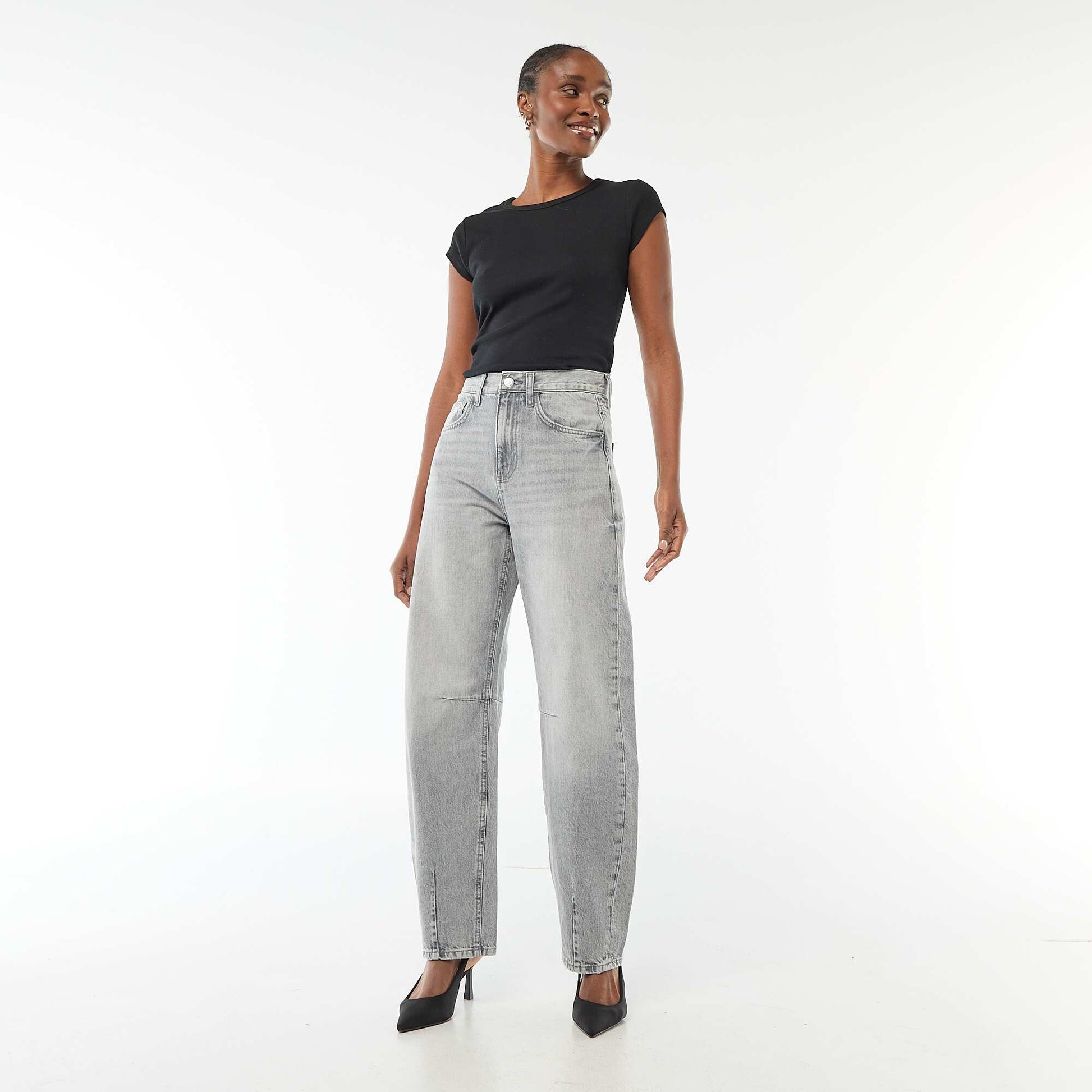 Pantalón jean globo de algodón GRIS