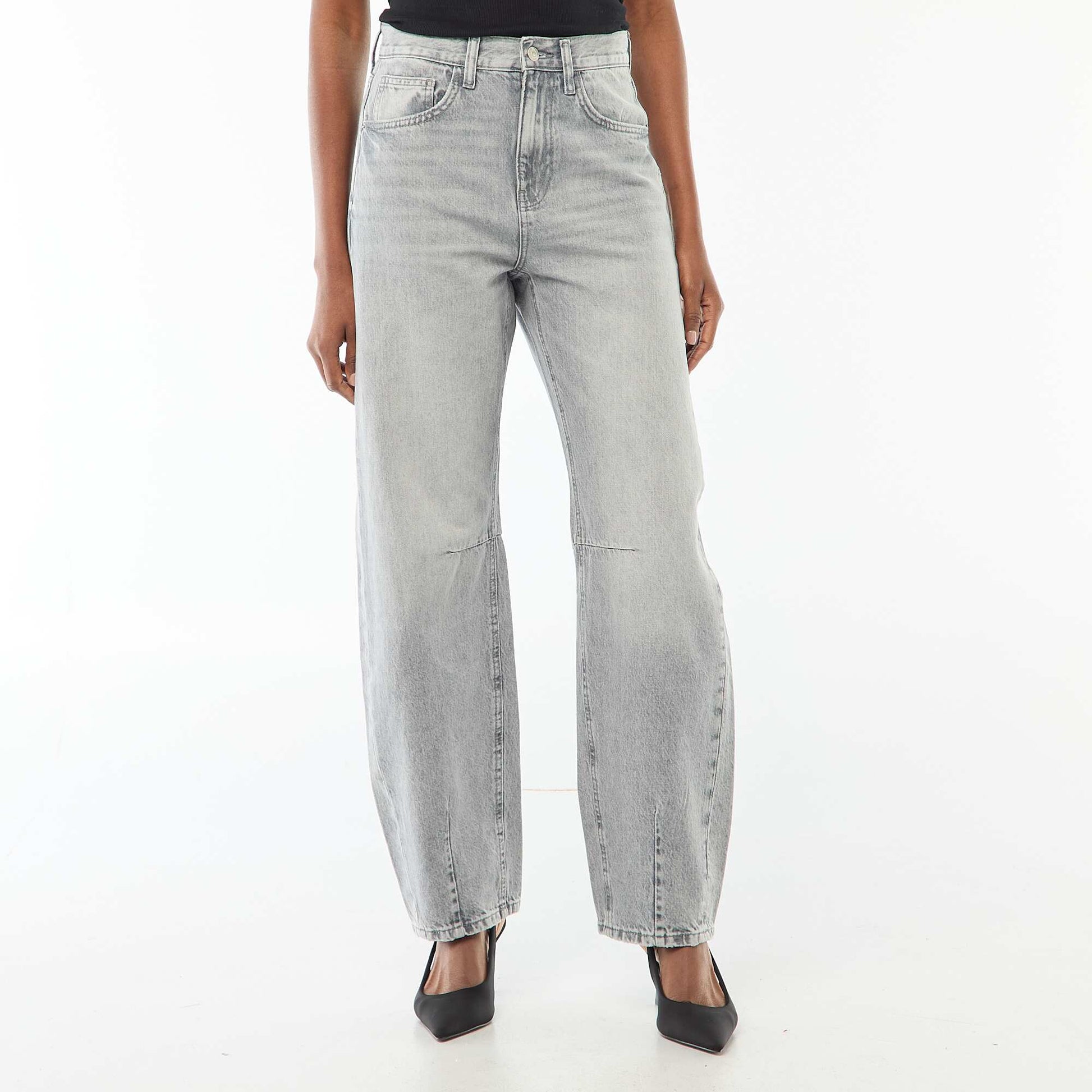 Pantalón jean globo de algodón GRIS