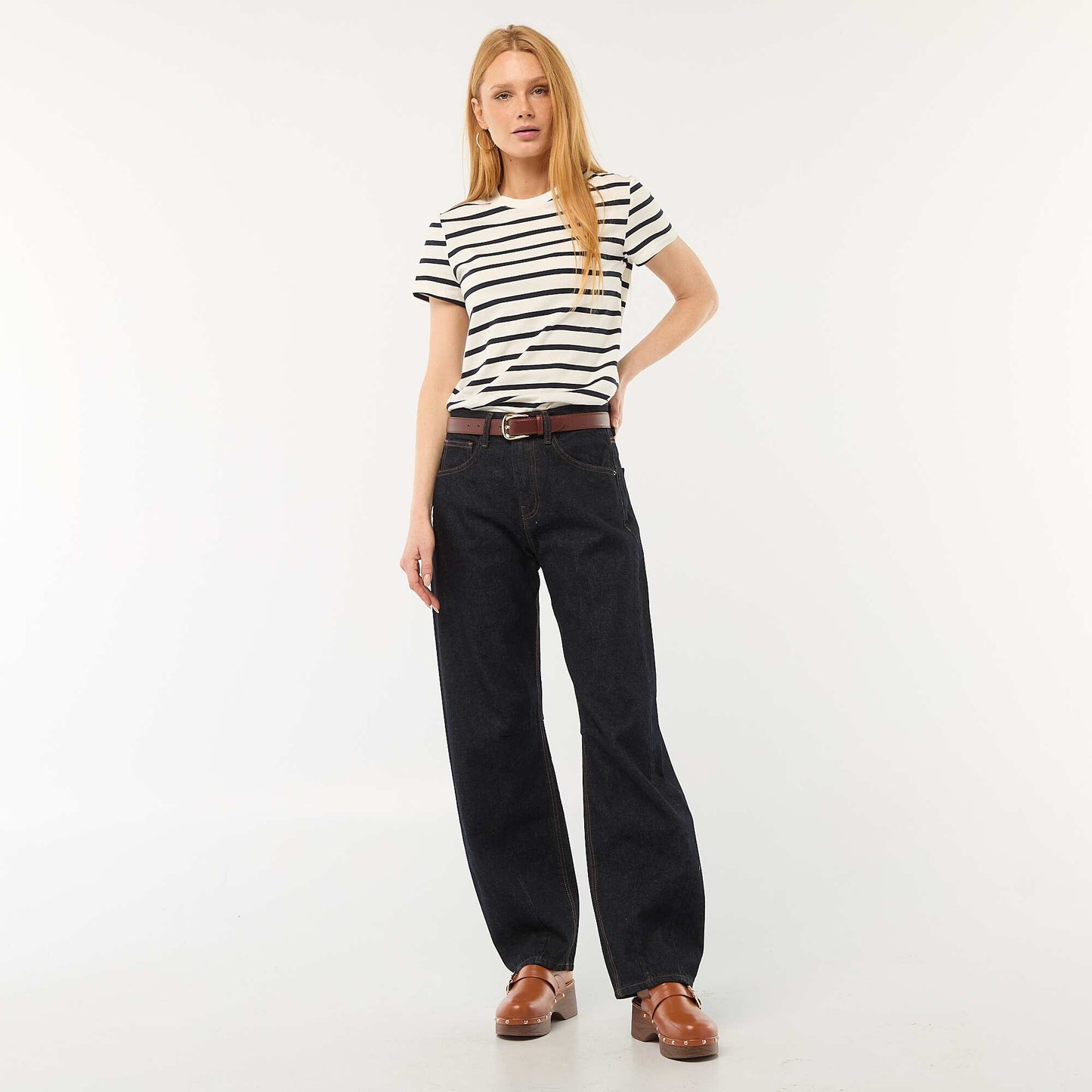 Pantalón jean globo de algodón AZUL