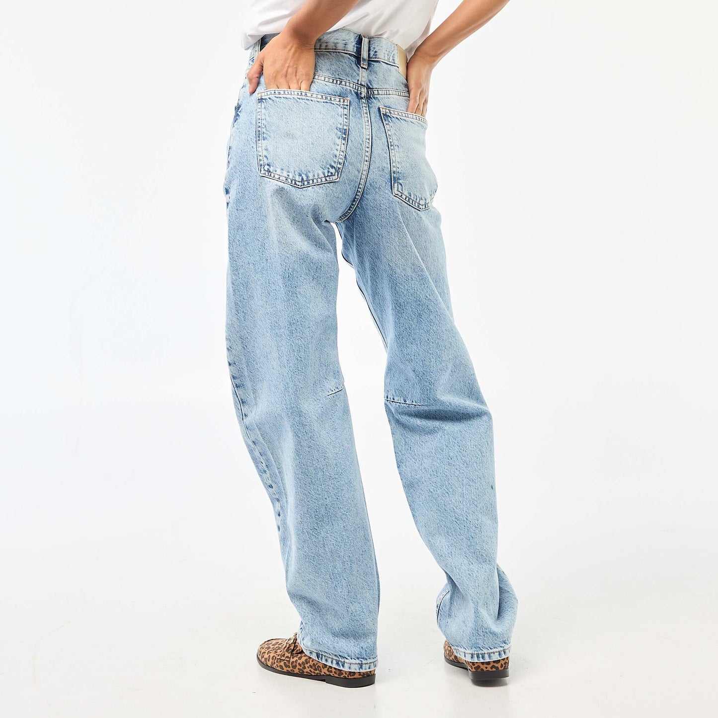 Pantalón jean globo de algodón AZUL