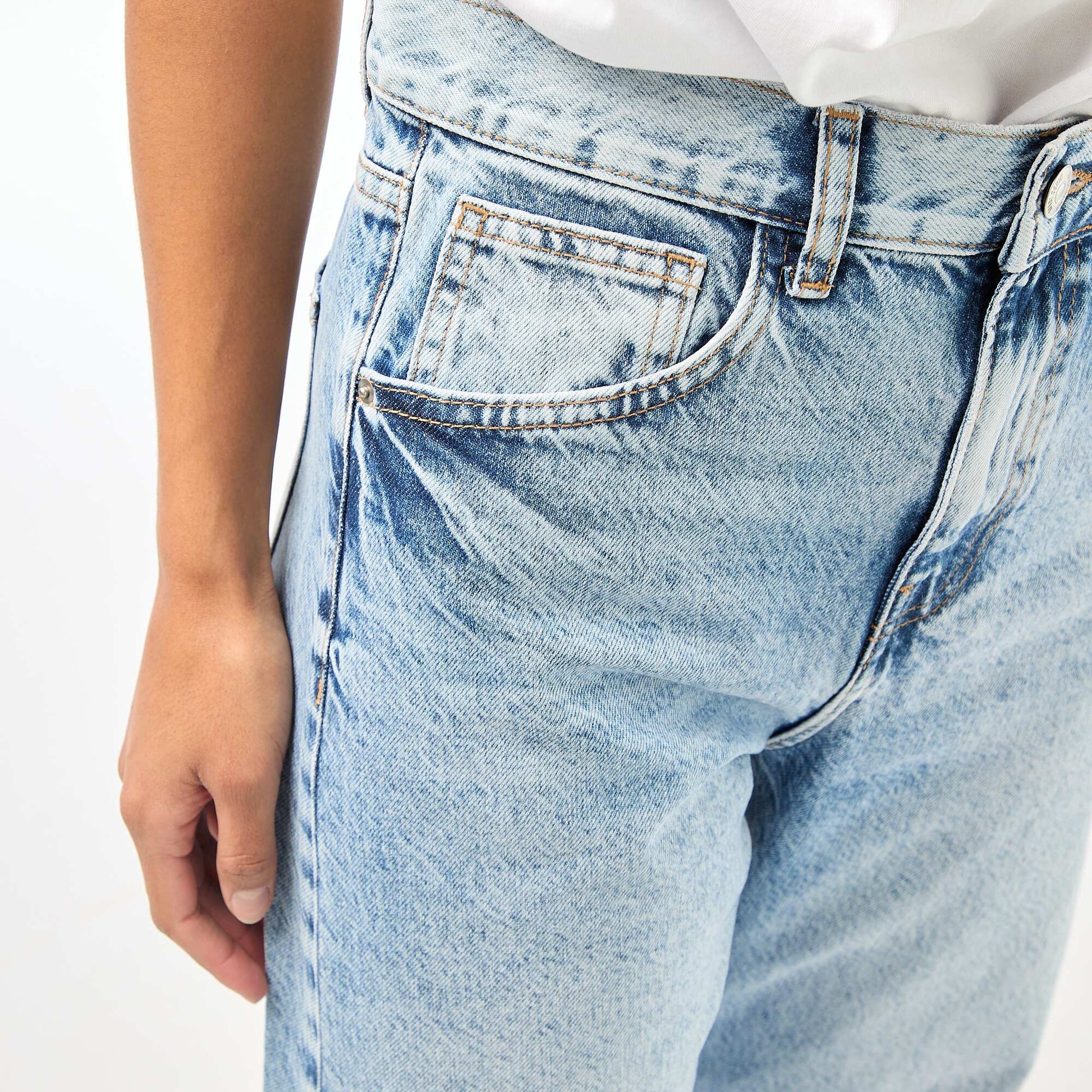 Pantalón jean globo de algodón AZUL