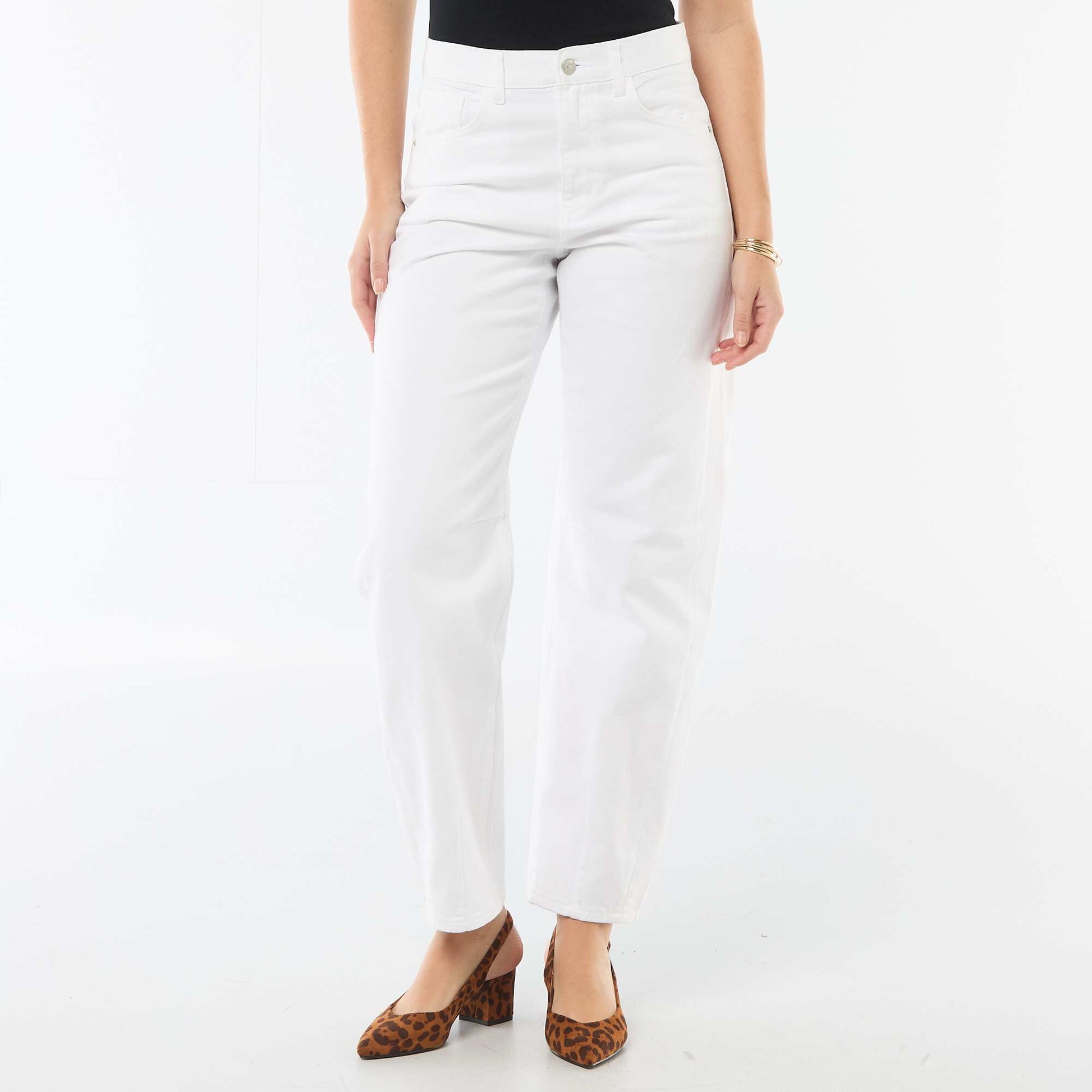 Pantalón denim barrel de algodón BLANCO