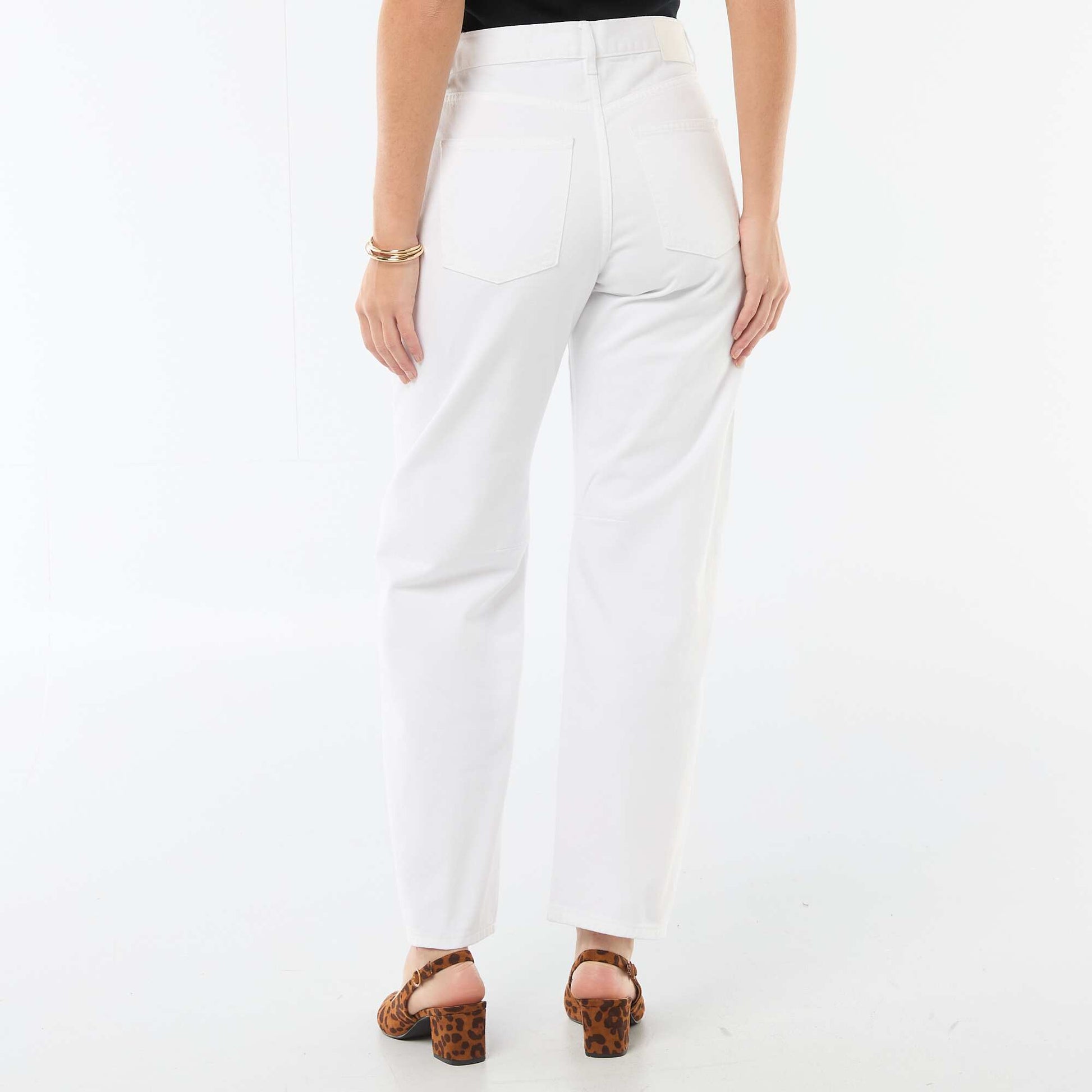 Pantalón denim barrel de algodón BLANCO