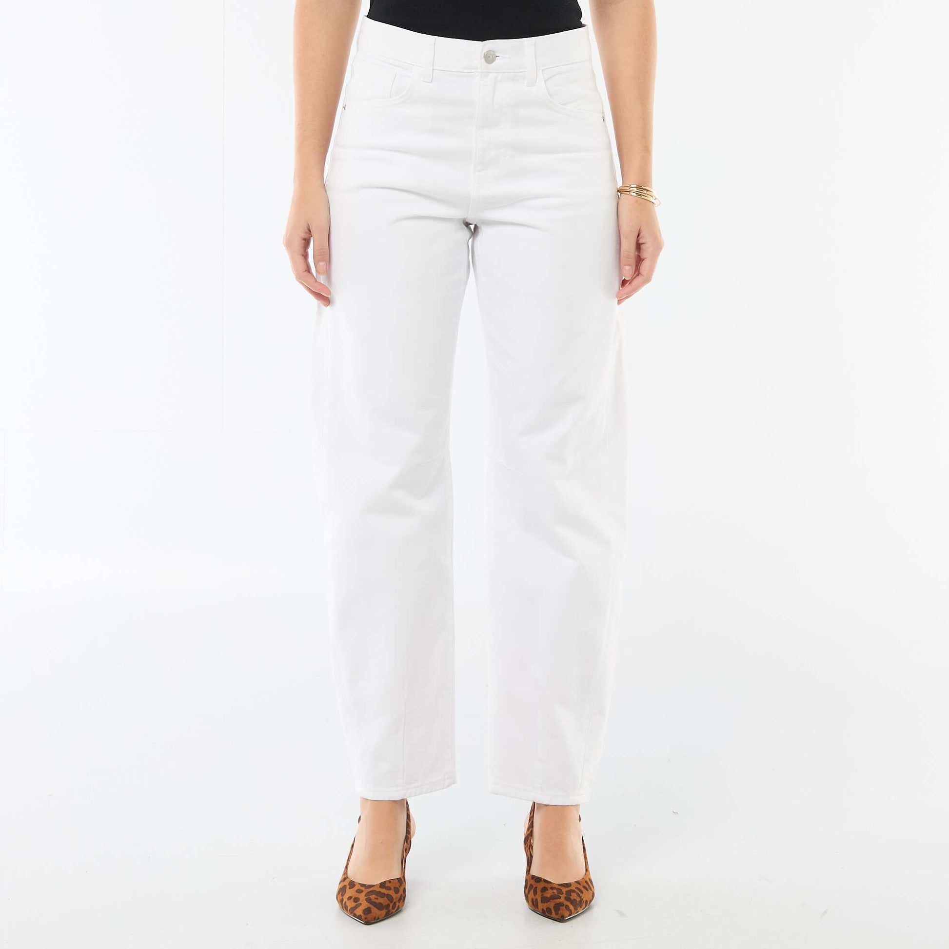 Pantalón denim barrel de algodón BLANCO