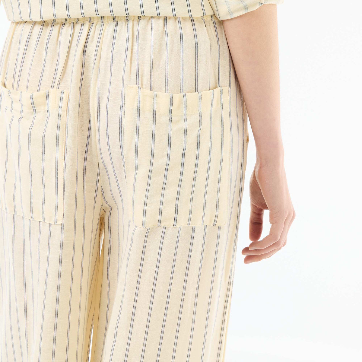 Pantalón palazzo de lino mezclado AMARILLO