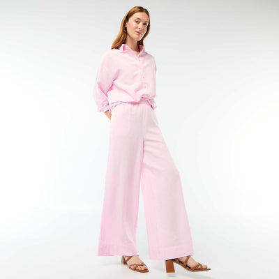 Pantalón palazzo de lino mezclado ROSA