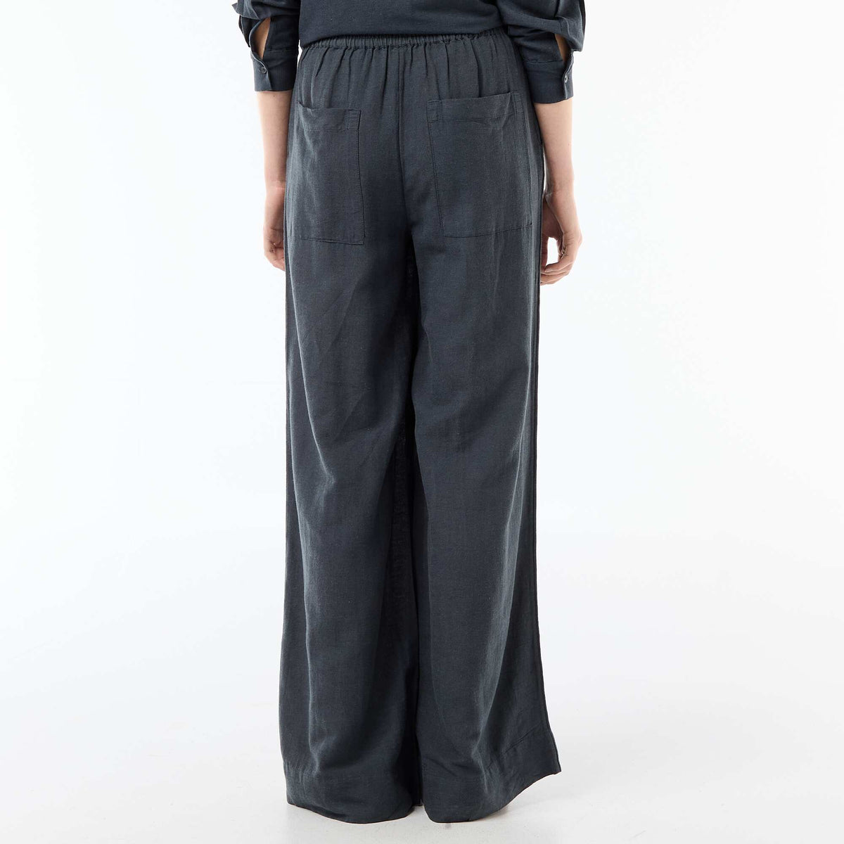Pantalón palazzo de lino mezclado AZUL