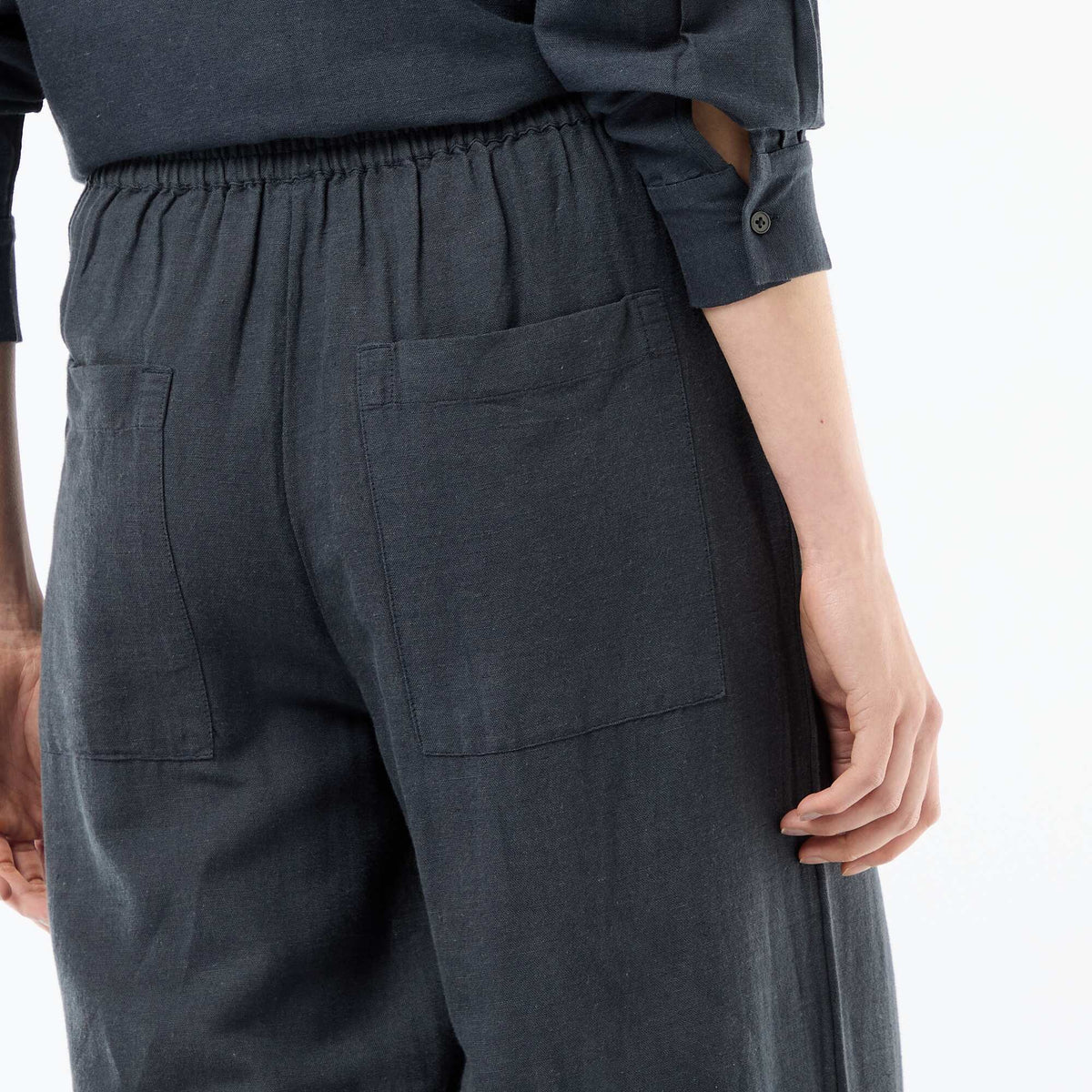 Pantalón palazzo de lino mezclado AZUL