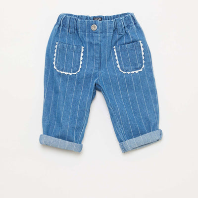 Pantalón jean con bolsillos de parche originales AZUL