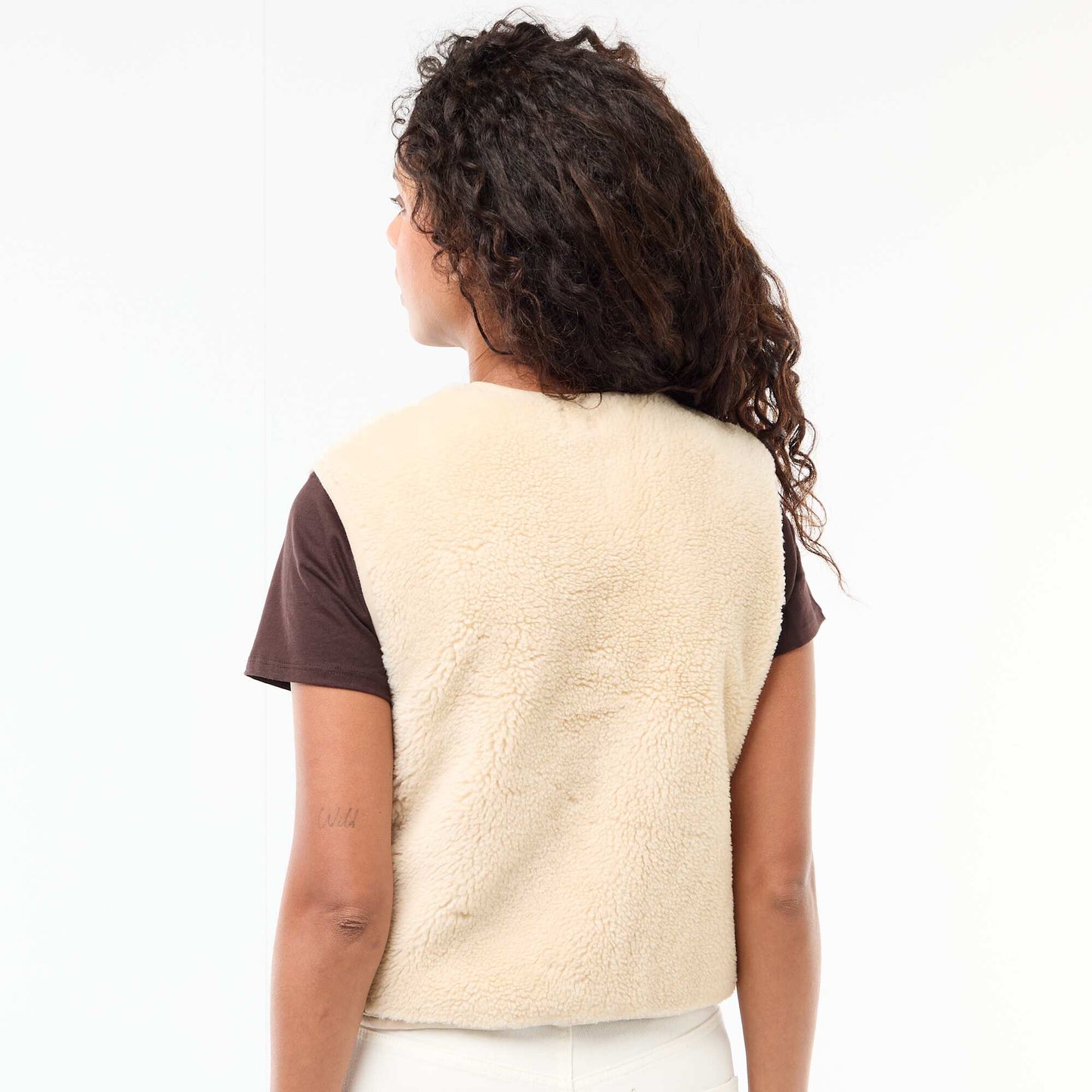 Chaleco sin mangas efecto brreguito BEIGE