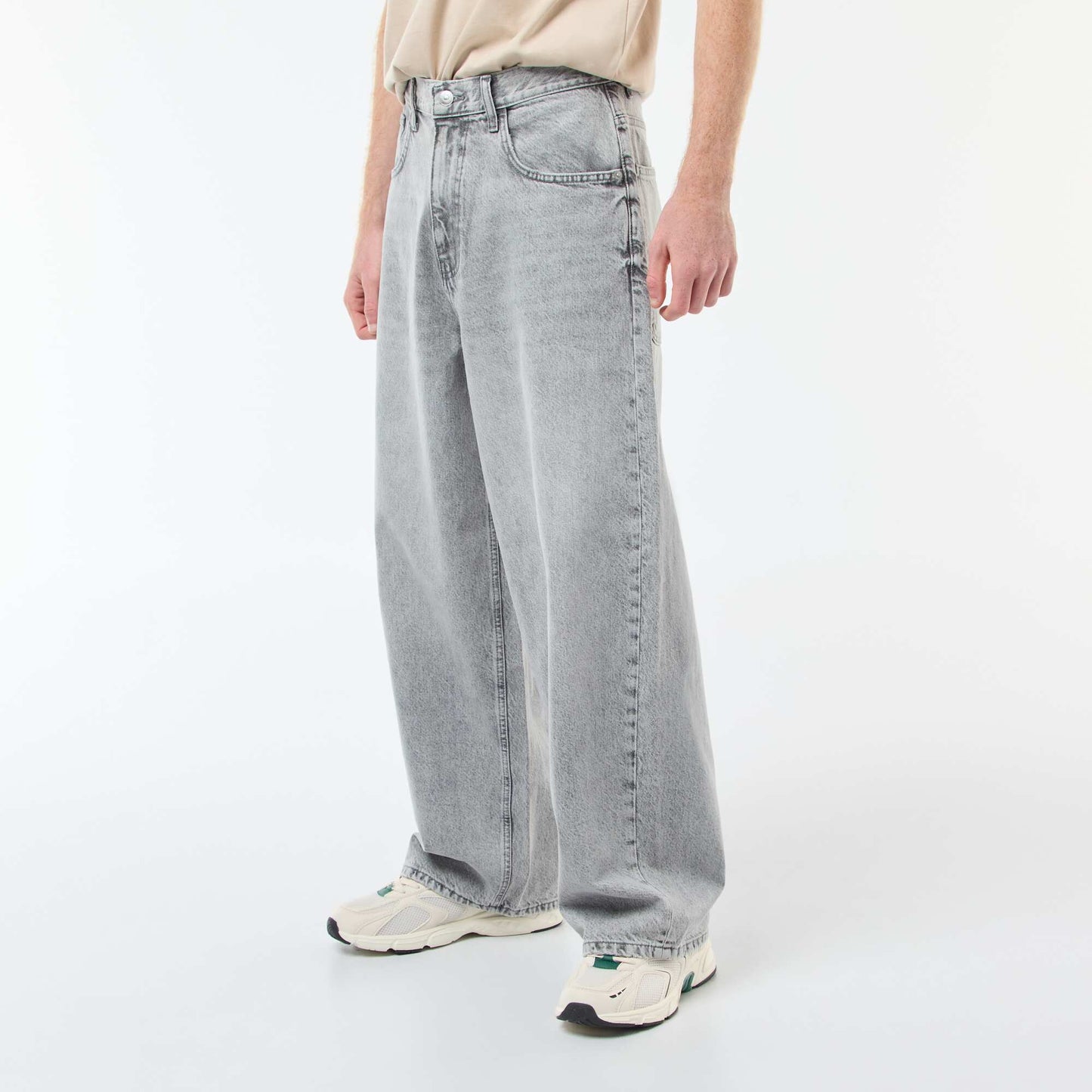 Baggy denim fit de algodón GRIS