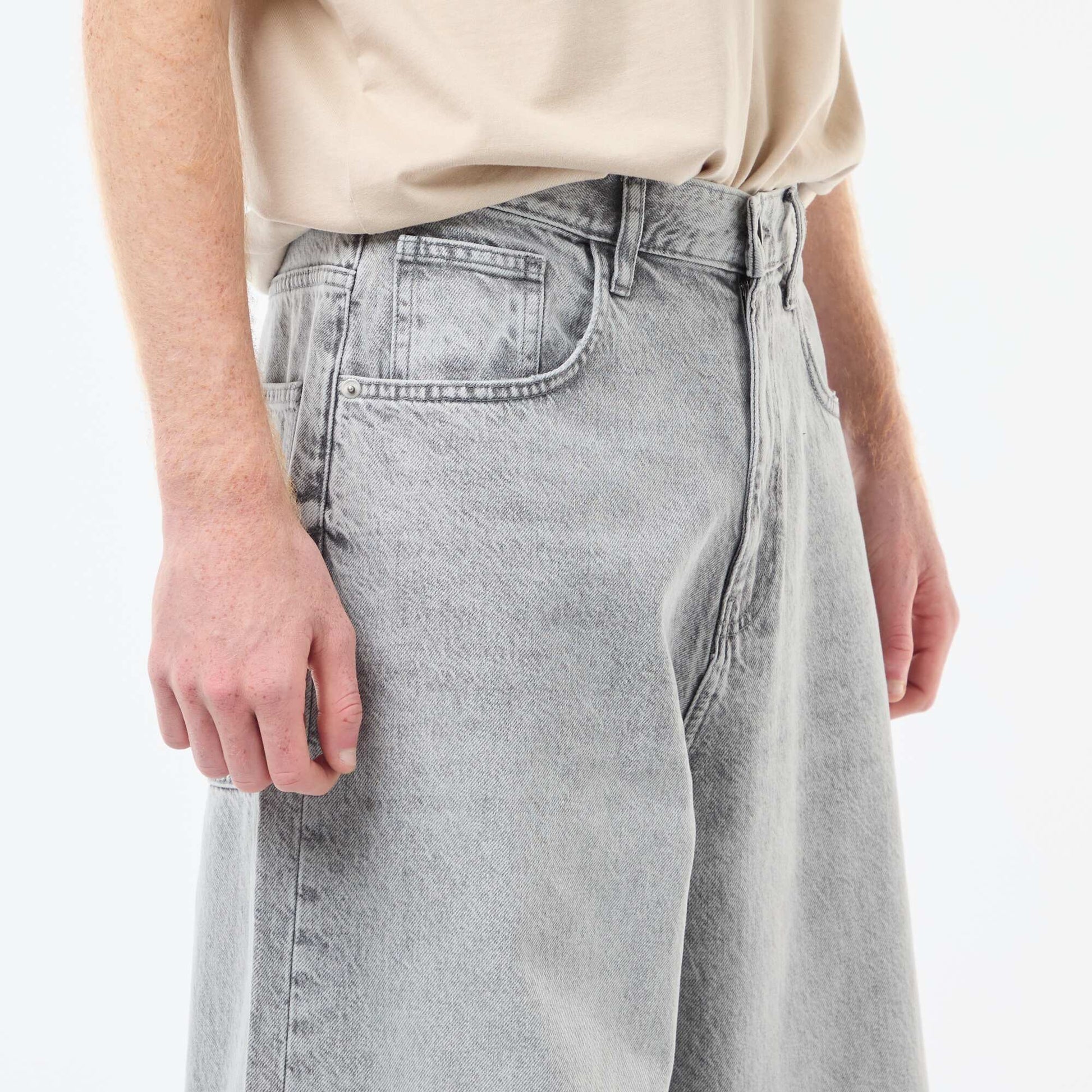 Baggy denim fit de algodón GRIS