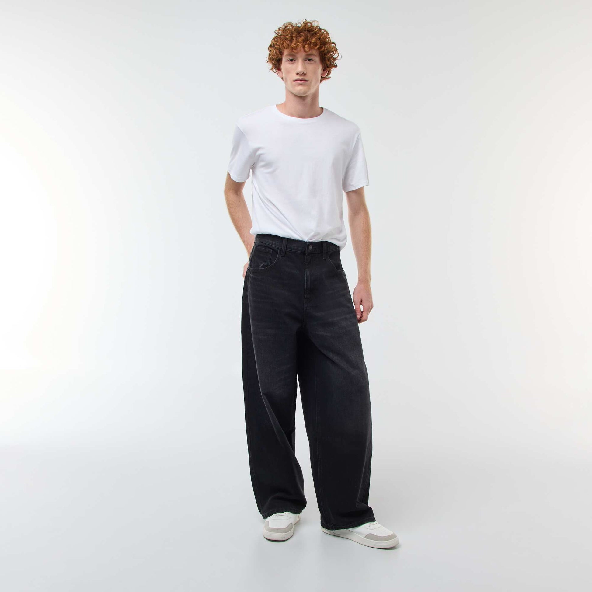 Baggy denim fit en algodón NEGRO