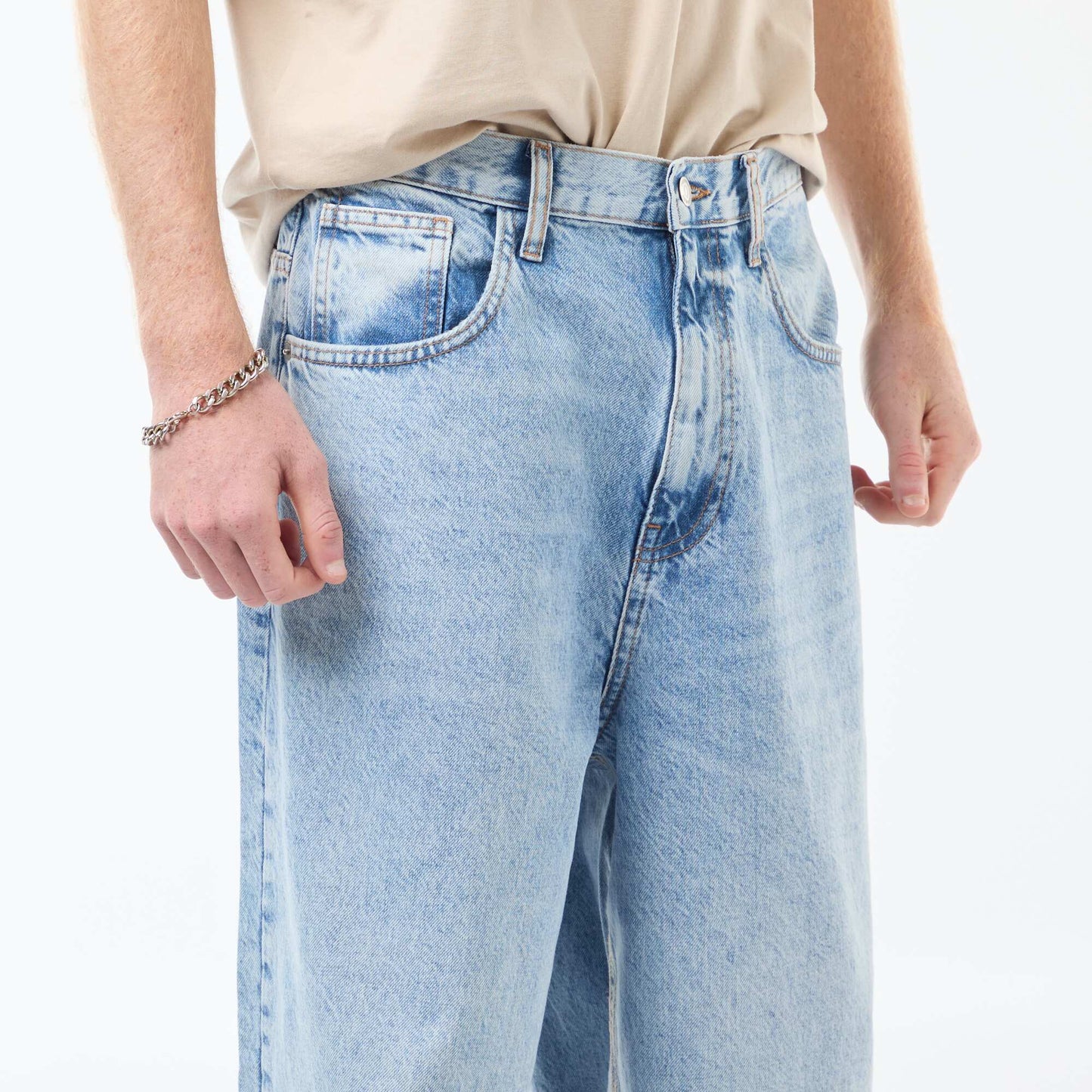 Baggy denim fit de algodón AZUL