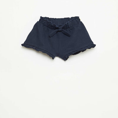 Pantalón corto con volantes y lazo en la cintura AZUL