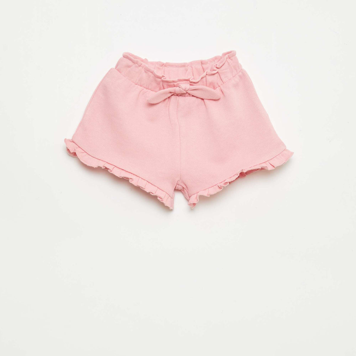 Pantalón corto con volantes y lazo en la cintura ROSA