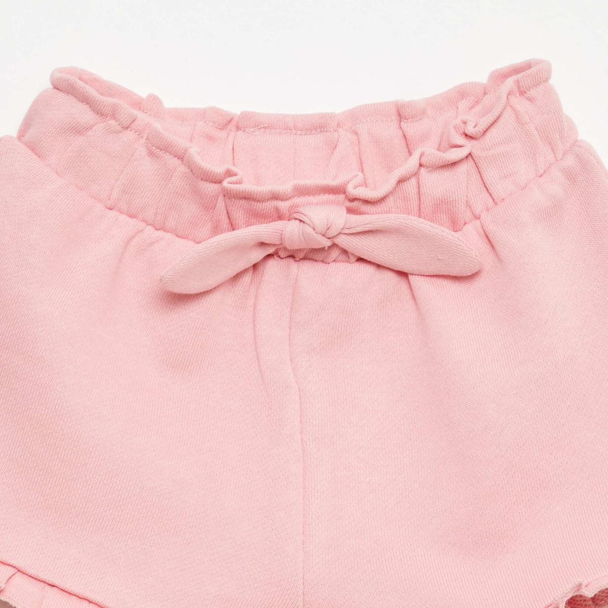 Pantalón corto con volantes y lazo en la cintura ROSA
