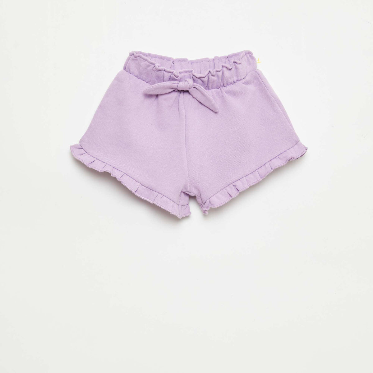 Pantalón corto con volantes y lazo en la cintura PURPURA