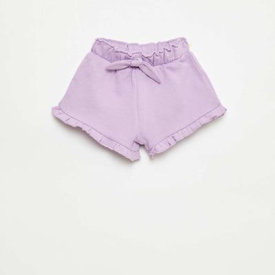 Pantalón corto con volantes y lazo en la cintura PURPURA