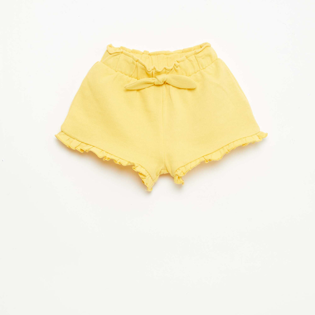 Pantalón corto con volantes y lazo en la cintura AMARILLO