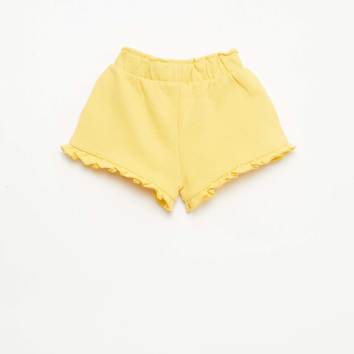 Pantalón corto con volantes y lazo en la cintura AMARILLO