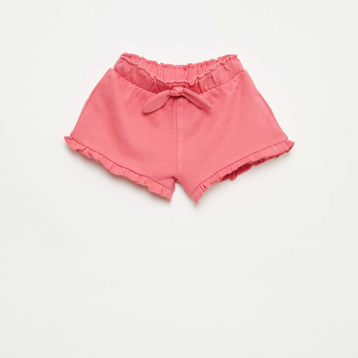Pantalón corto con volantes y lazo en la cintura FUCSIA