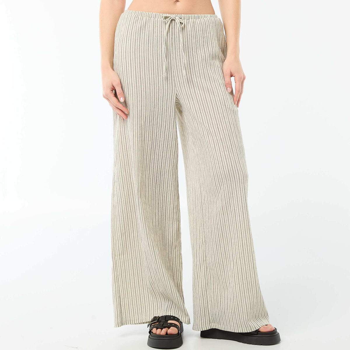 Pantalón ancho crepé con 2 bolsillos BLANCO