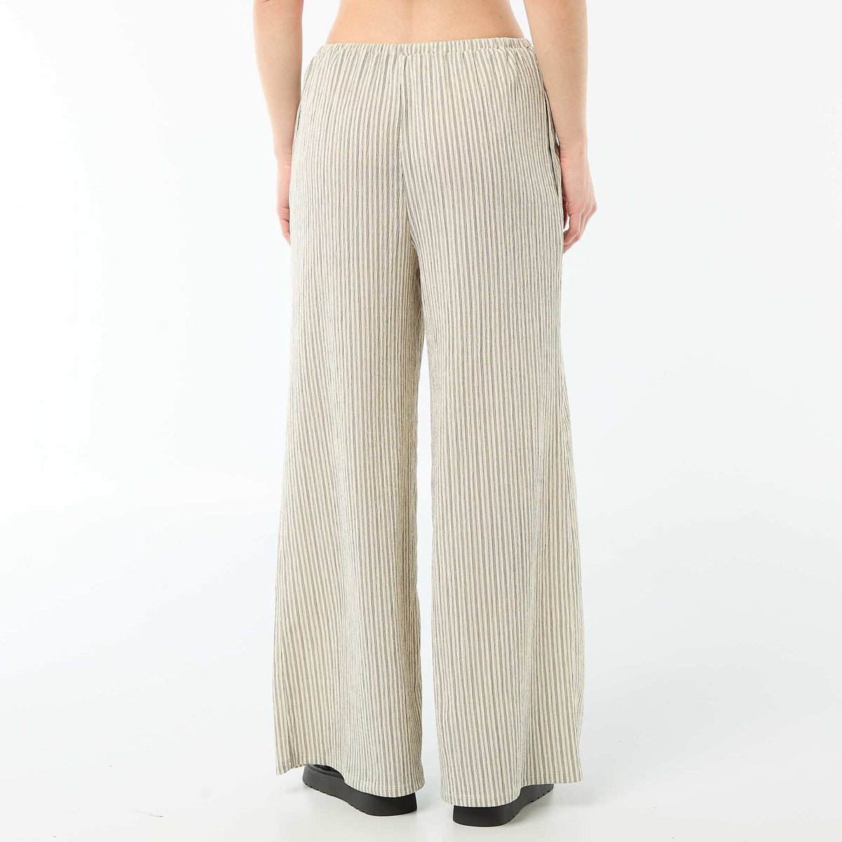 Pantalón ancho crepé con 2 bolsillos BLANCO