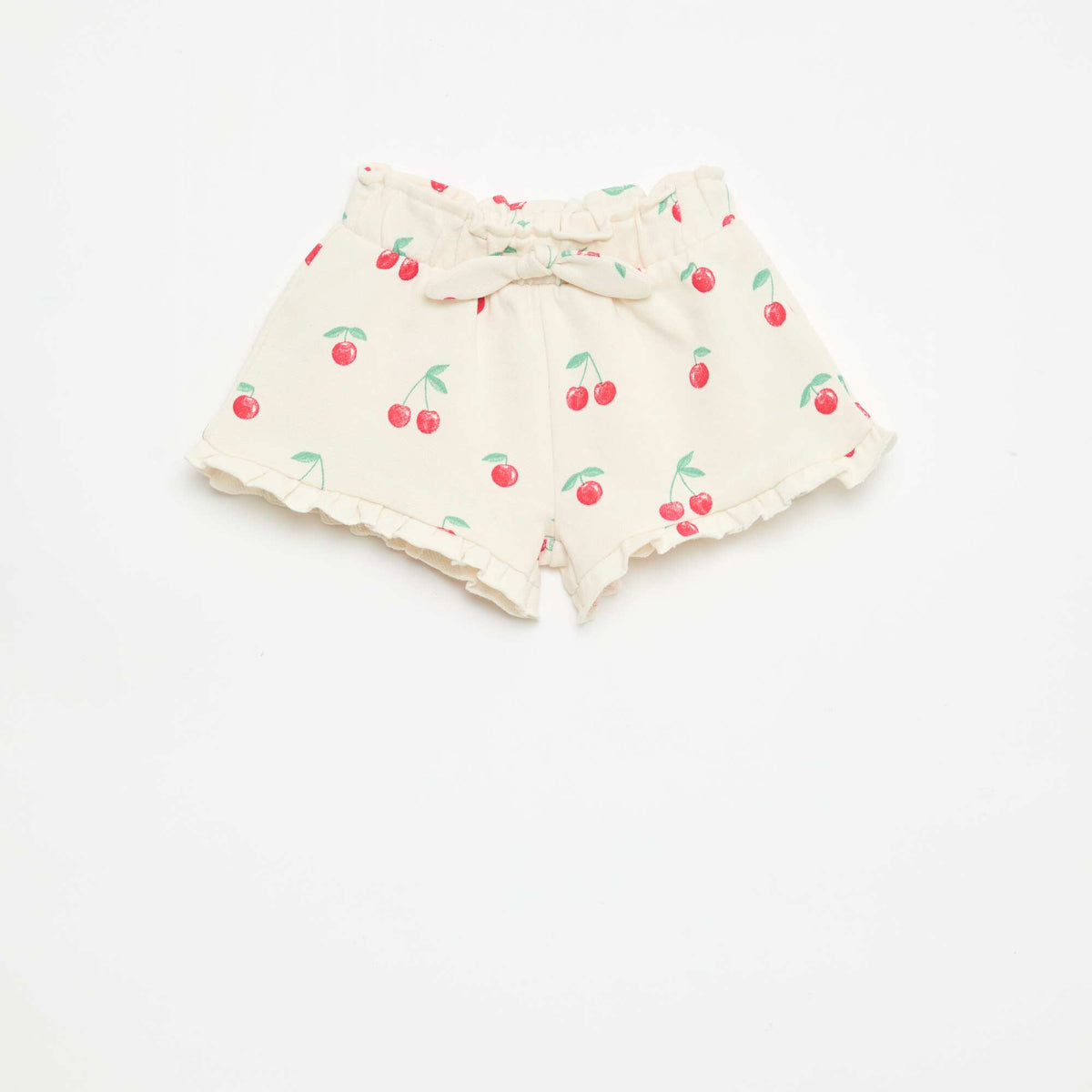Pantalón corto de felpa ligera con volante BLANCO