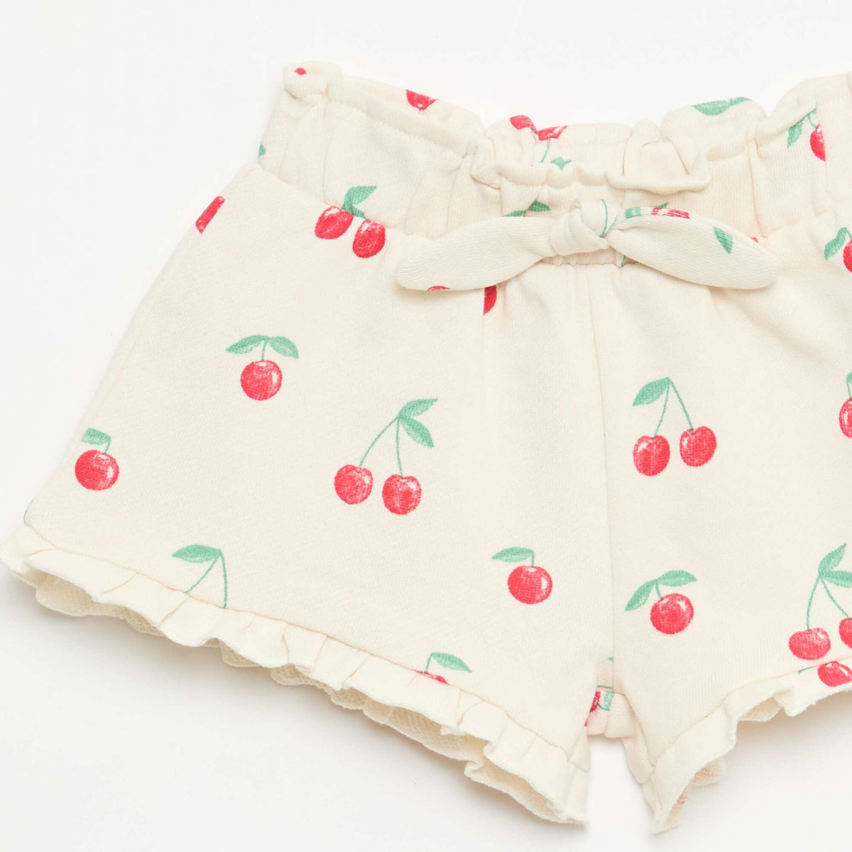 Pantalón corto de felpa ligera con volante BLANCO