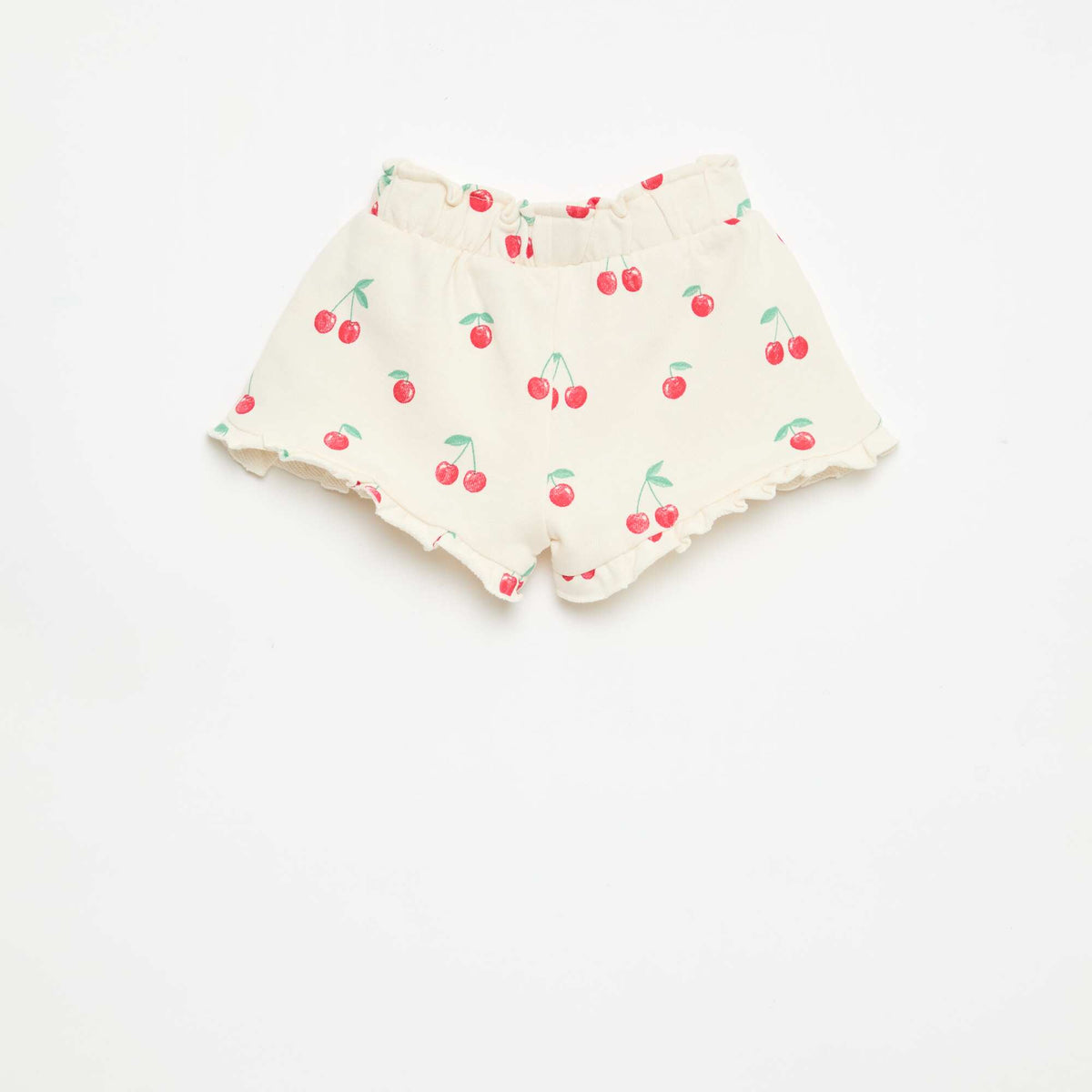 Pantalón corto de felpa ligera con volante BLANCO