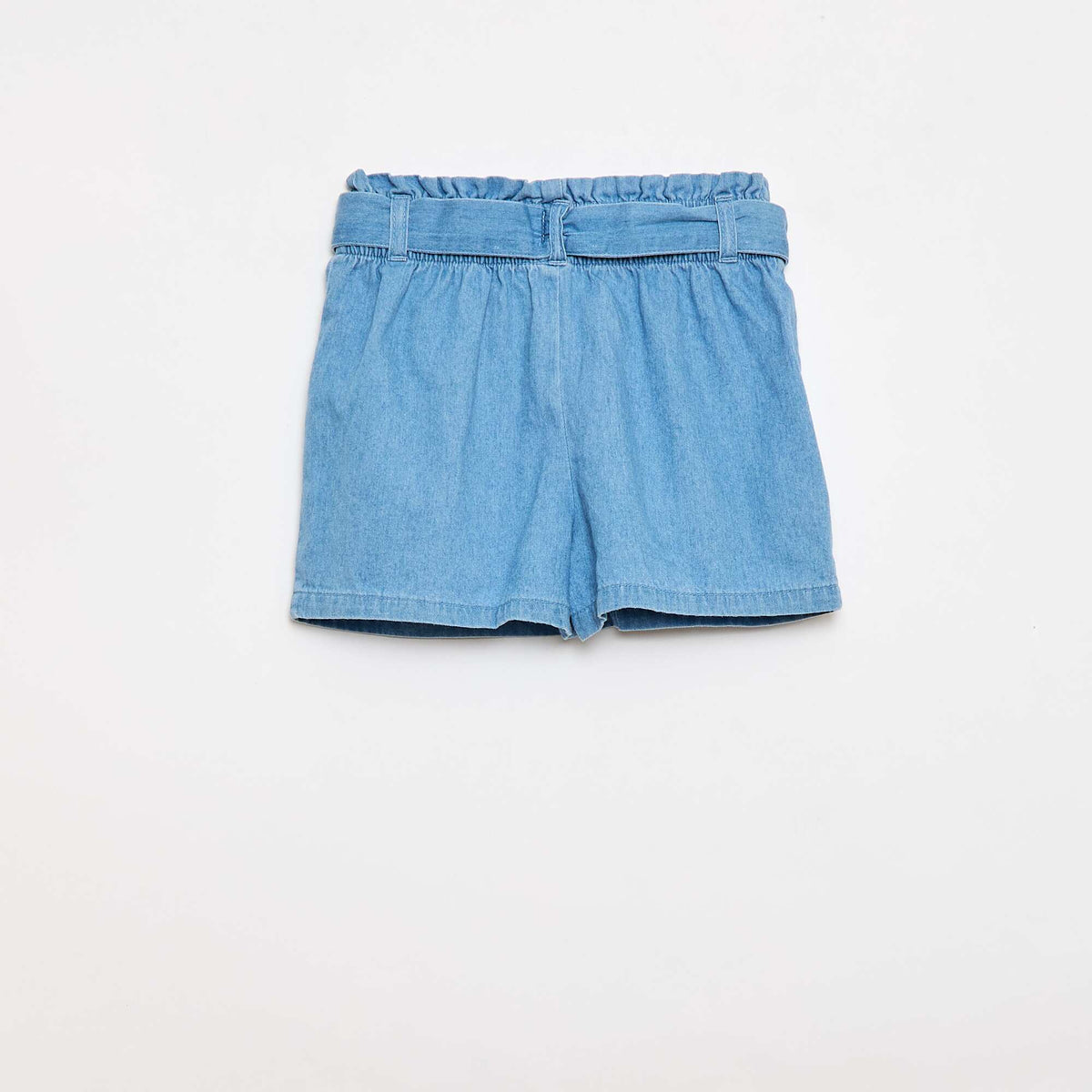 Pantalón corto de denim ligero con cinturón extraíble AZUL