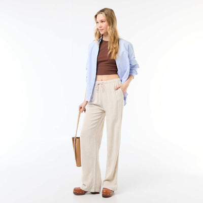 Pantalón de lino con 2 bolsillos BEIGE