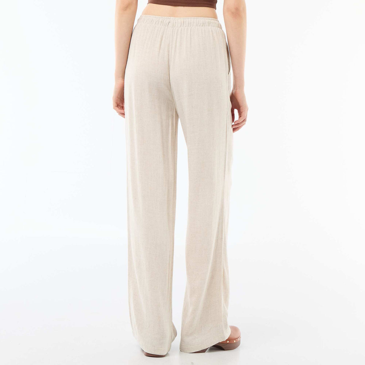 Pantalón de lino con 2 bolsillos BEIGE