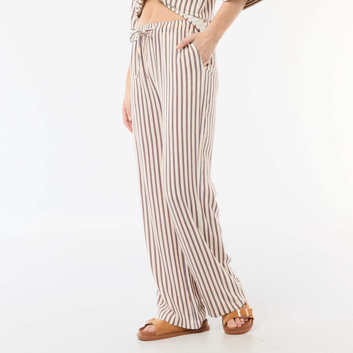 Pantalón de lino con 2 bolsillos BEIGE