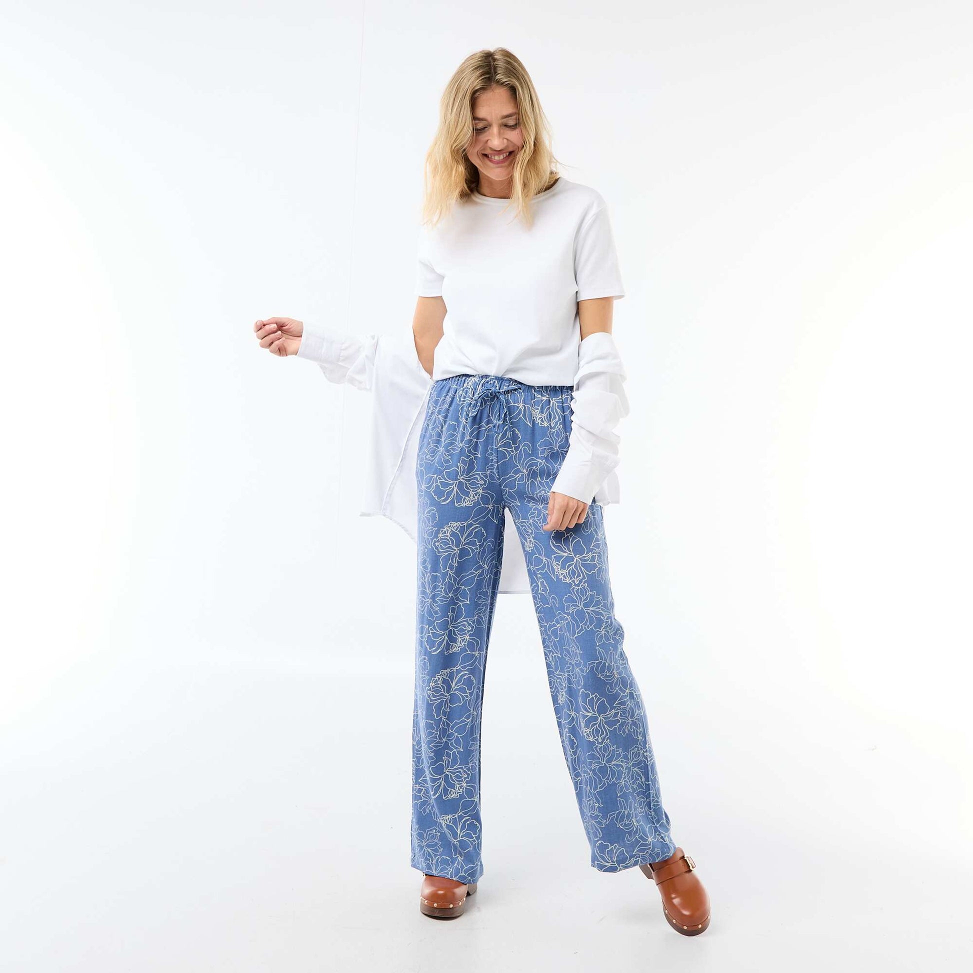 Pantalón de lino con 2 bolsillos AZUL