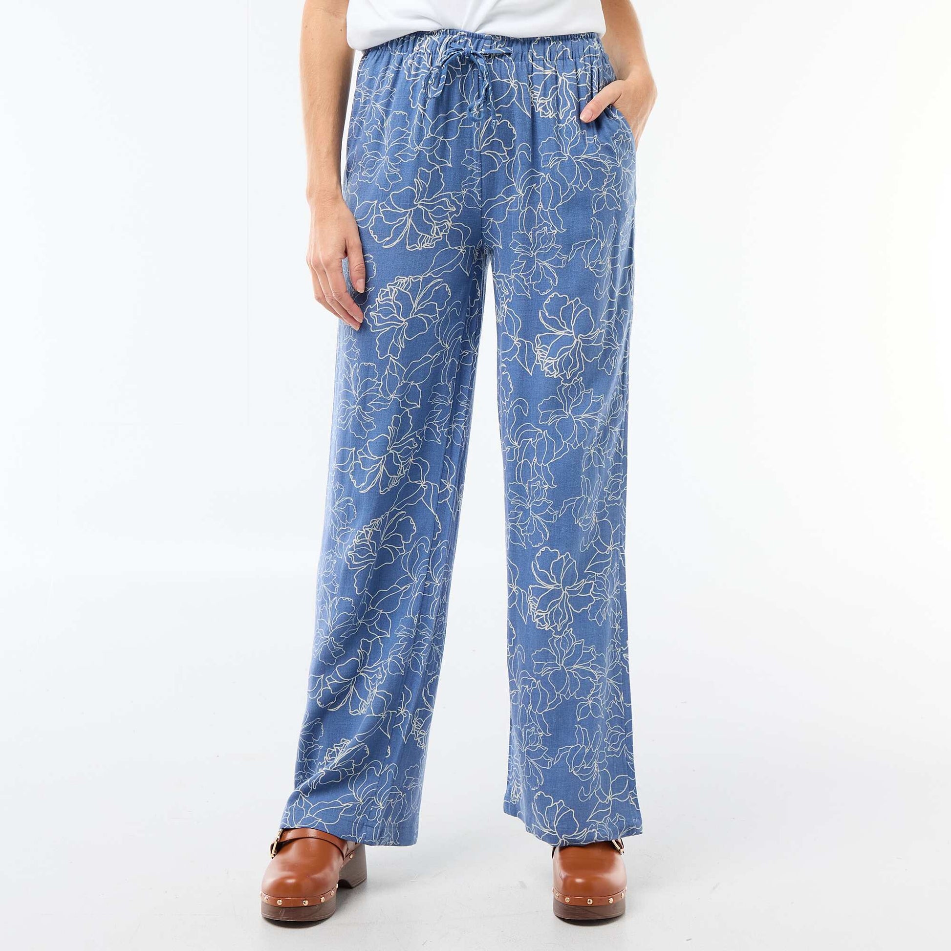 Pantalón de lino con 2 bolsillos AZUL