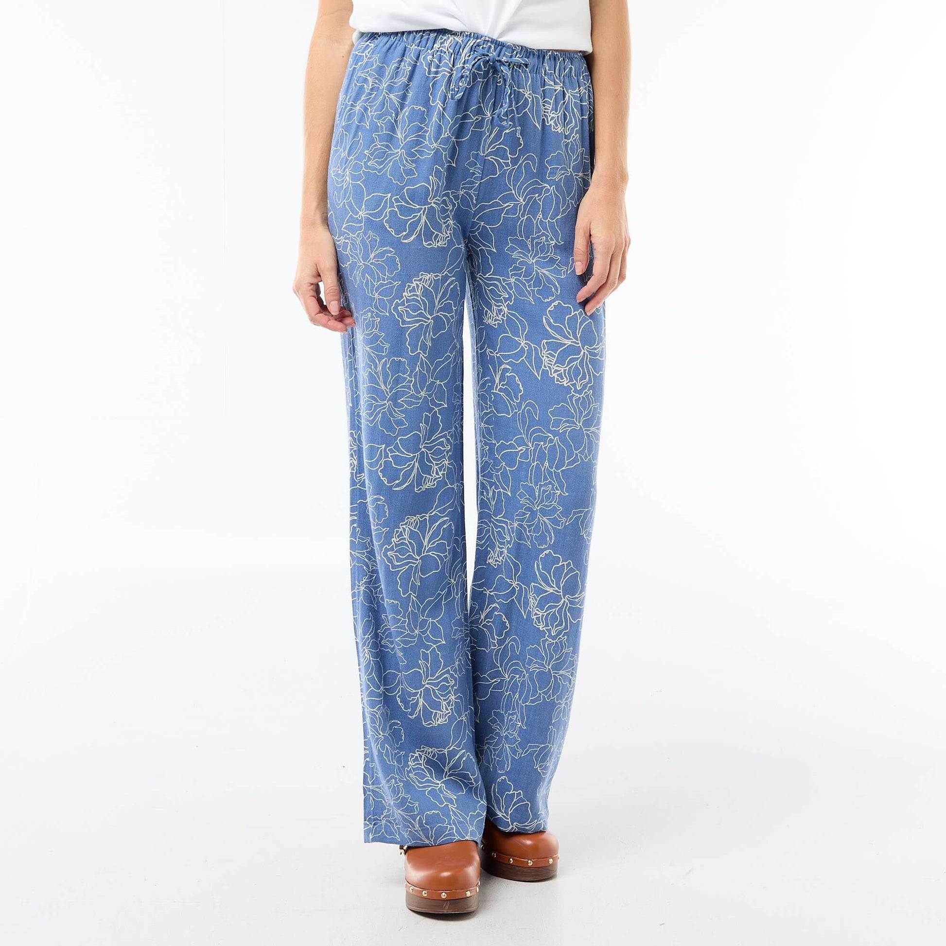 Pantalón de lino con 2 bolsillos AZUL