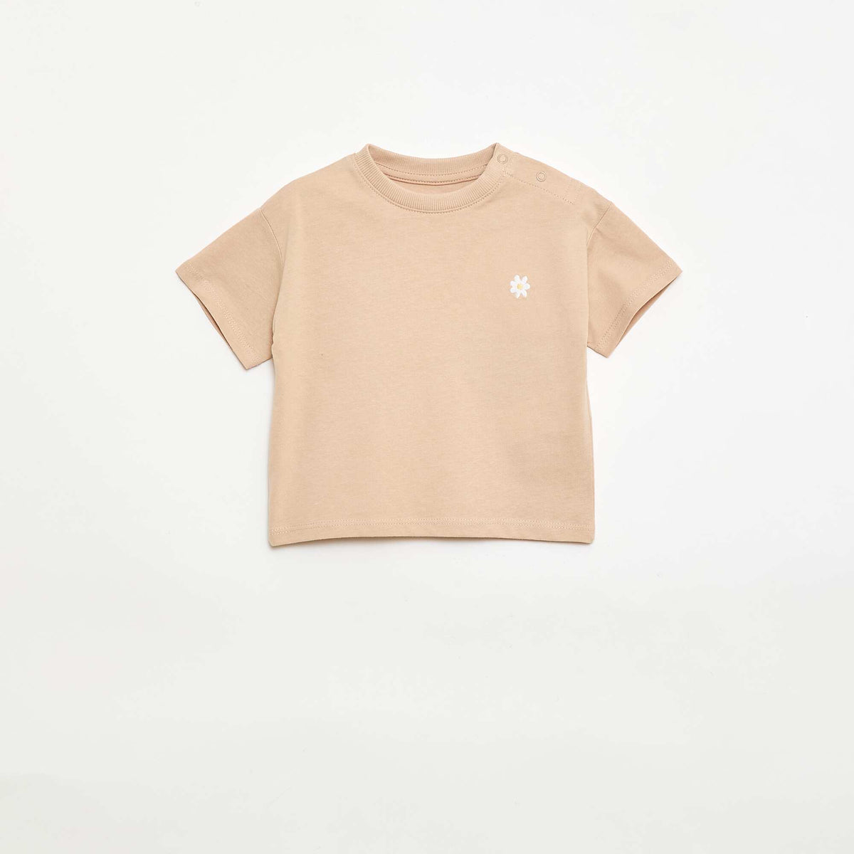 Pack de 2 camisetas con detalle en el pecho BEIGE