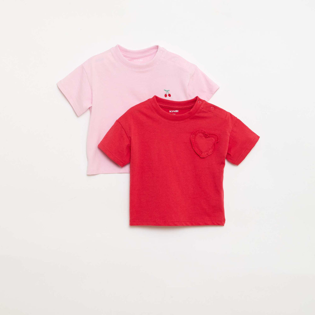 Pack de 2 camisetas con detalle en el pecho ROSA