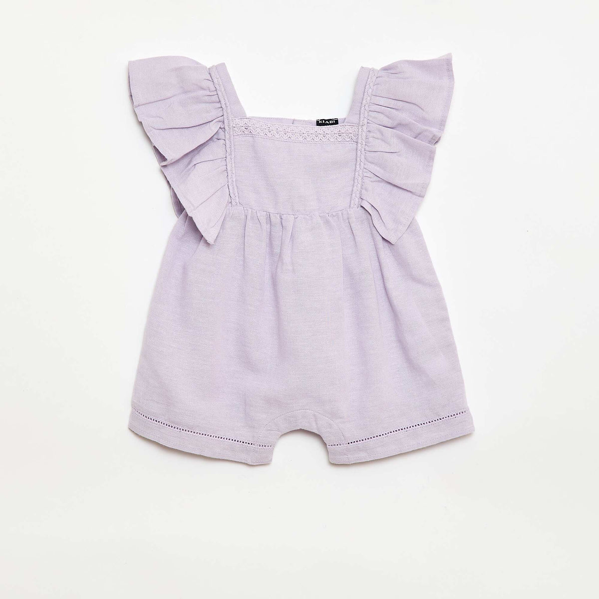 Mono corto con mangas con volantes PURPURA