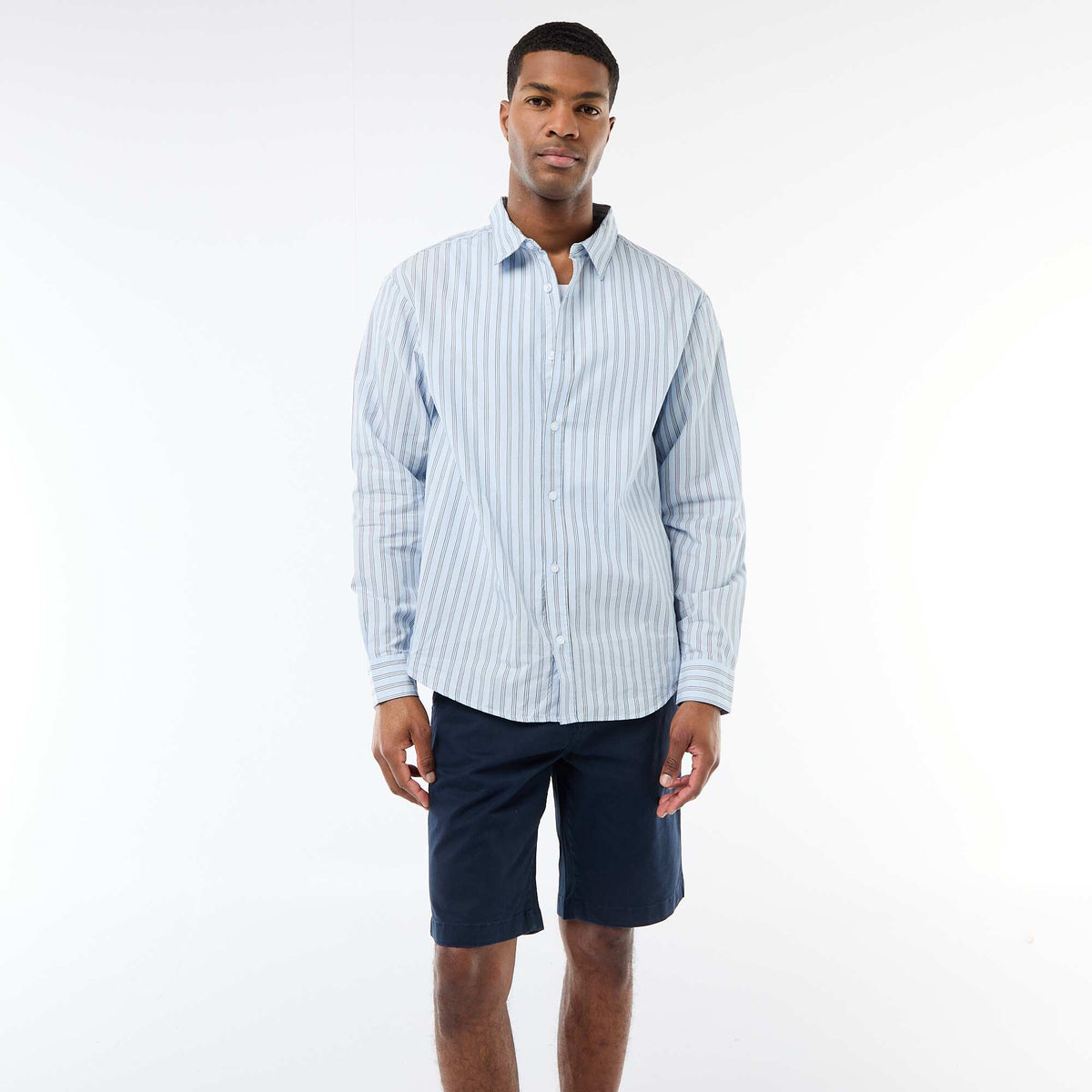 Camisa de algodón con estampado de rayas AZUL