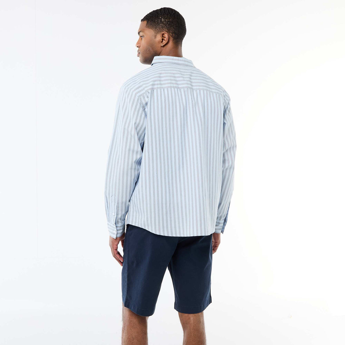 Camisa de algodón con estampado de rayas AZUL