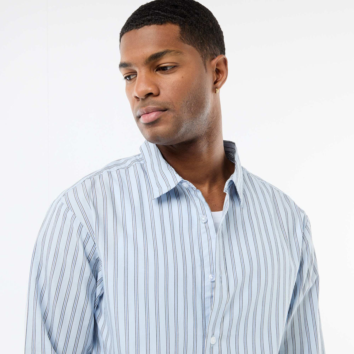 Camisa de algodón con estampado de rayas AZUL