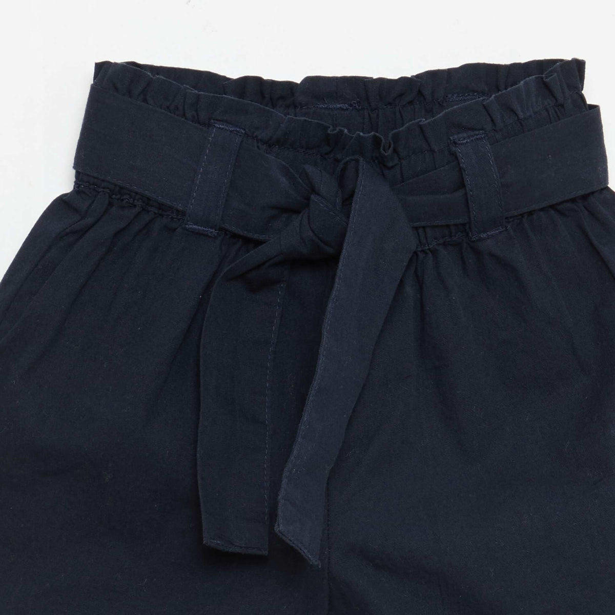 Pantalón corto de popelina con cinturón para anudar AZUL