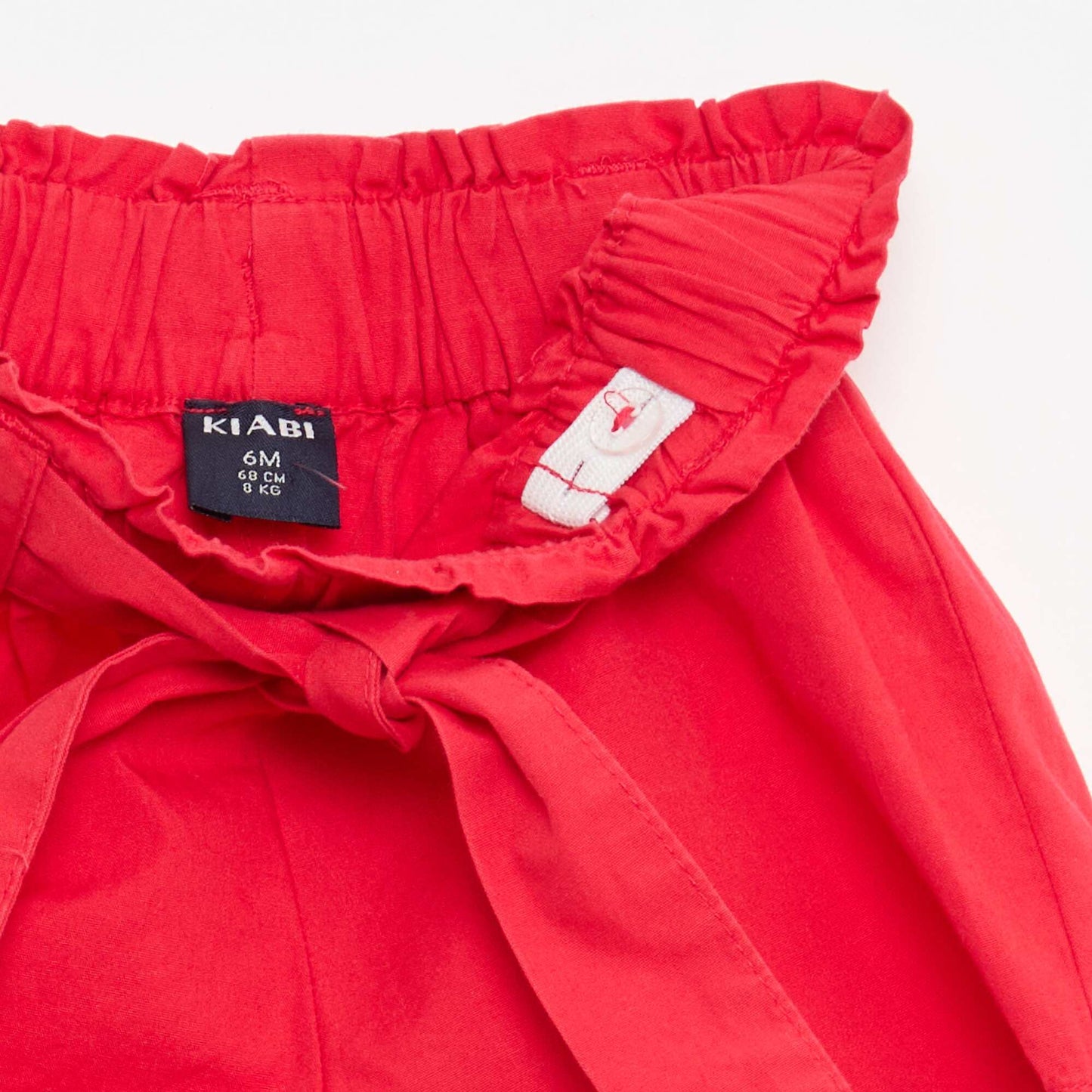 Pantalón corto de popelina con cinturón para anudar ROJO